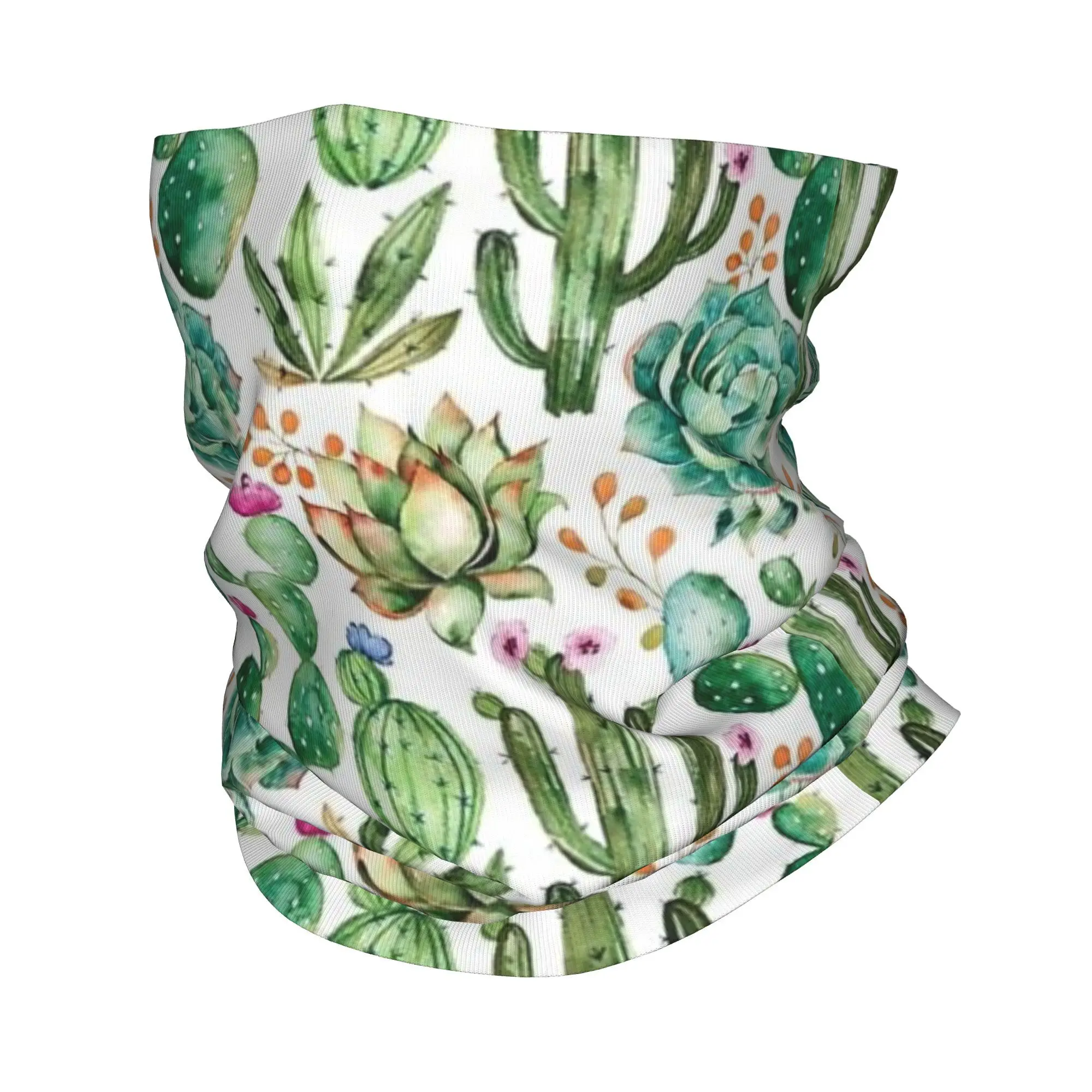Watercolor Cactus Pattern Bandana Neck Cover Printed Face Scarf Multifunction Face Mask Outdoor Sports For Men Women Adult