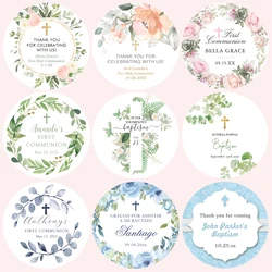 Personalized Label Baptism Sticker, Customizable Baptism Sticker, First Communion Baptism Round Sticker