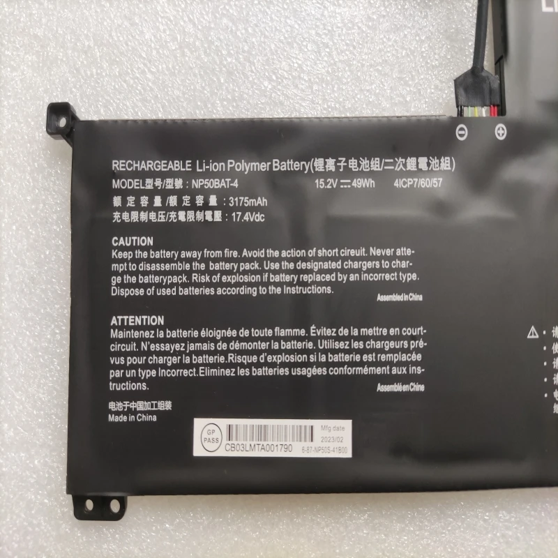 For Thunderobot TR 911M HJK F117 NP50BAT-4 NP50BAT-4-54 Battery For Clevo NP70 X15 XS2021 XS22 X15AT X17 AT22 Schenker Focus 15