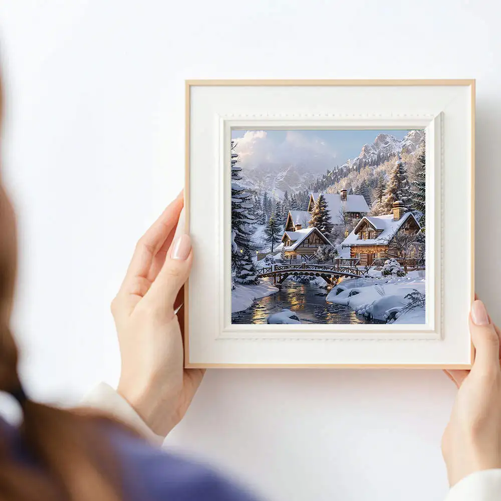 HUACAN 1 قطعة الماس اللوحة الشتاء المقصورة المشهد الثلجي المشهد 5D DIY بها بنفسك الماس طقم الطلاء الحفر الكامل فسيفساء الحرفية ديكور المنزل