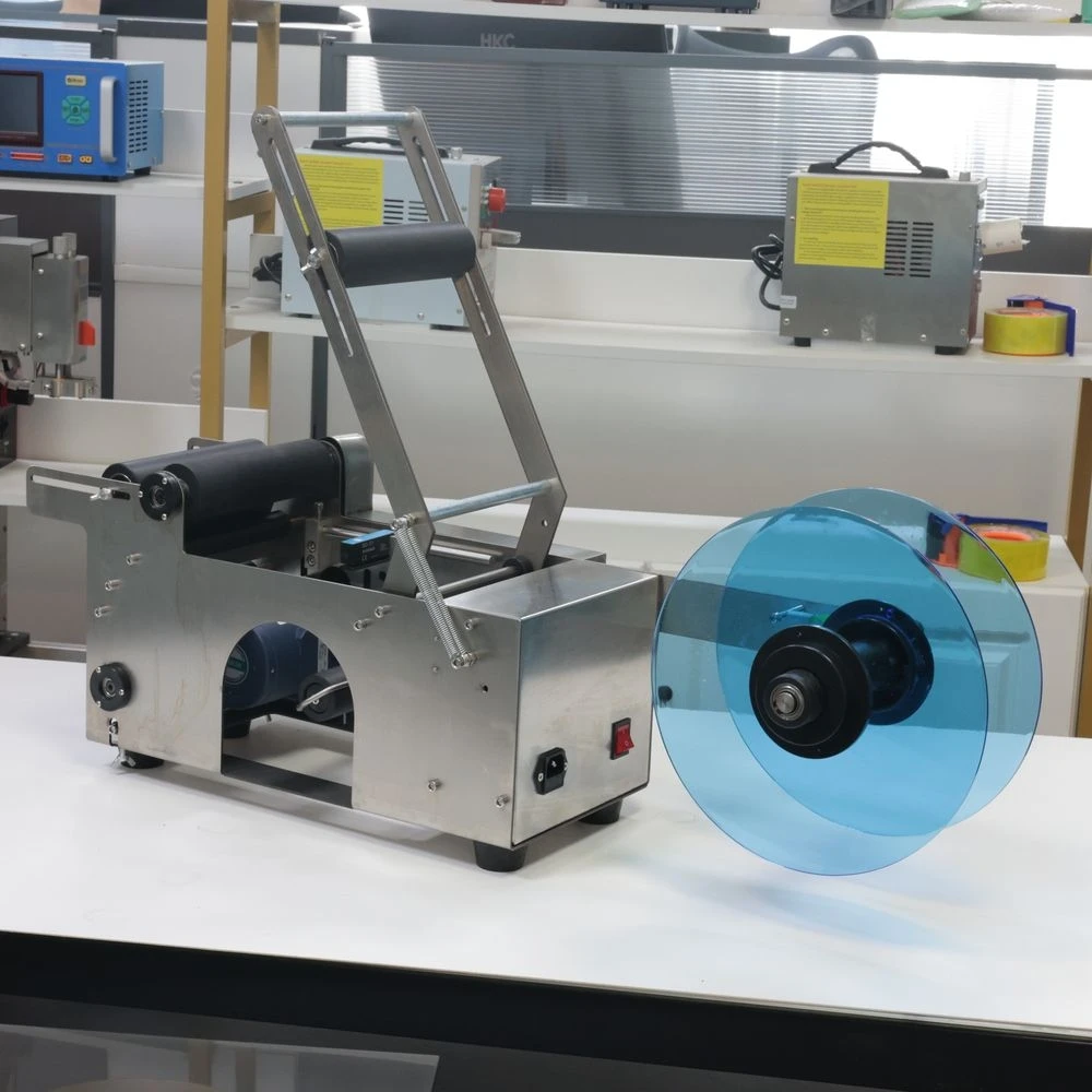 MT-50 Semi-automatic Label Applicator Tube Labeling Machine For Tube Label Lastic Glass Wine Bottle Adhesive Sticker Specimen