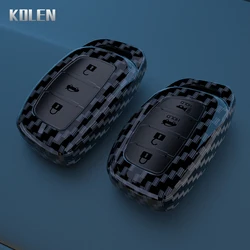 ABS Carbon Fiber Car Key Case Cover For Hyundai Tucson Santa Fe Rena Sonata Elantra Creta Ix35 Ix45 I10 I30 I40 Accessories Bag