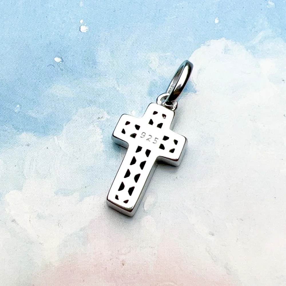 Black Stone Cross Pendant Brand New Fine Jewelry Classic Accessories 925 Sterling Silver Gift For Women