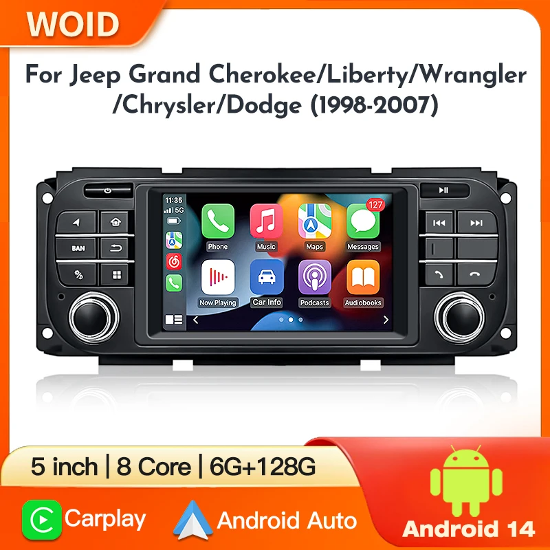 

Android14 CarPlay Auto For JEEP Grand Cherokee Liberty Wrangler Chrysler 1998 - 2007 Car Radio Multimedia GPS Navi Video Player