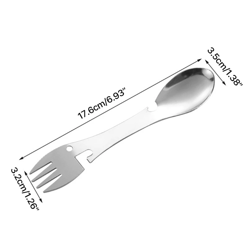 5 in 1 Stainless Steels Spork Spoon Bottles Opener Fork Camping Utensils Multifunctional Outdoor Fork Spoon Tablewares