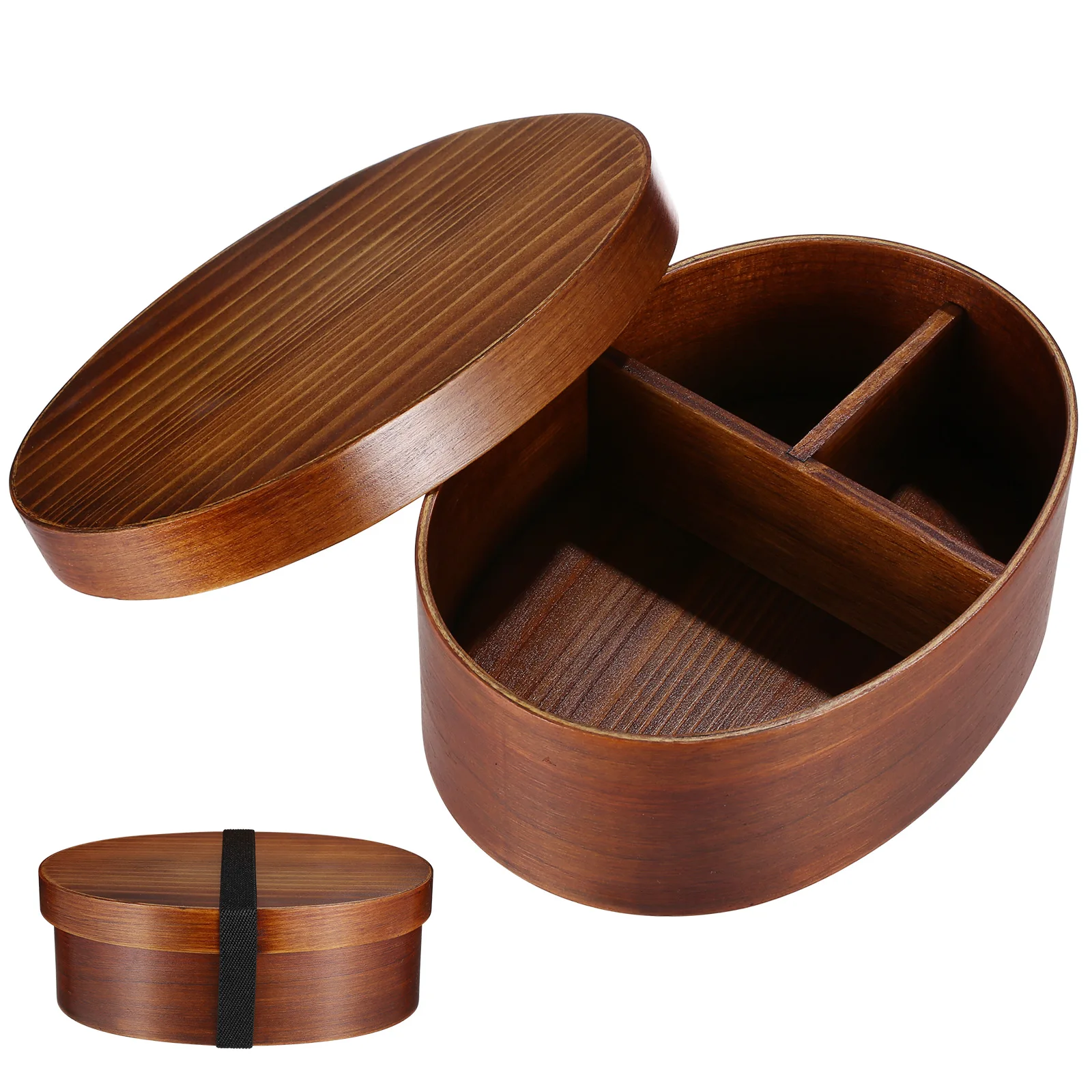 

Wooden Bento Quality Food Grade Safe Portable Wooden Lunch Box Lunch Container Retro Style Smooth Wood Edge