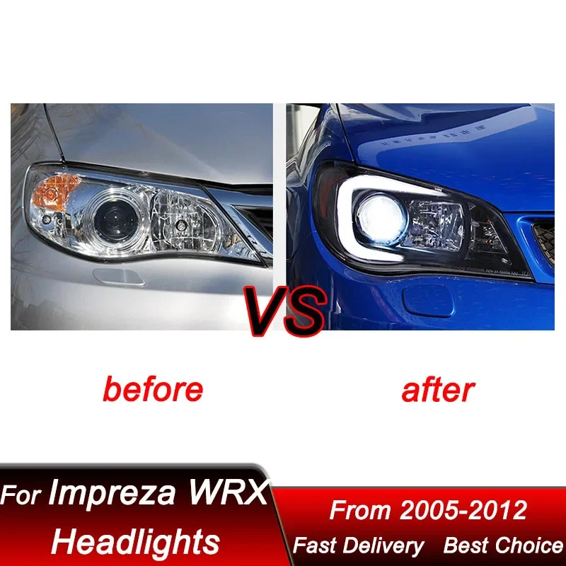 البوب سيارة المصابيح الأمامية لسوبارو امبريزا WRX 2005-2012 نمط جديد كامل LED رئيس مجموعة مصابيح ترقية العارض عدسة الملحقات عدة