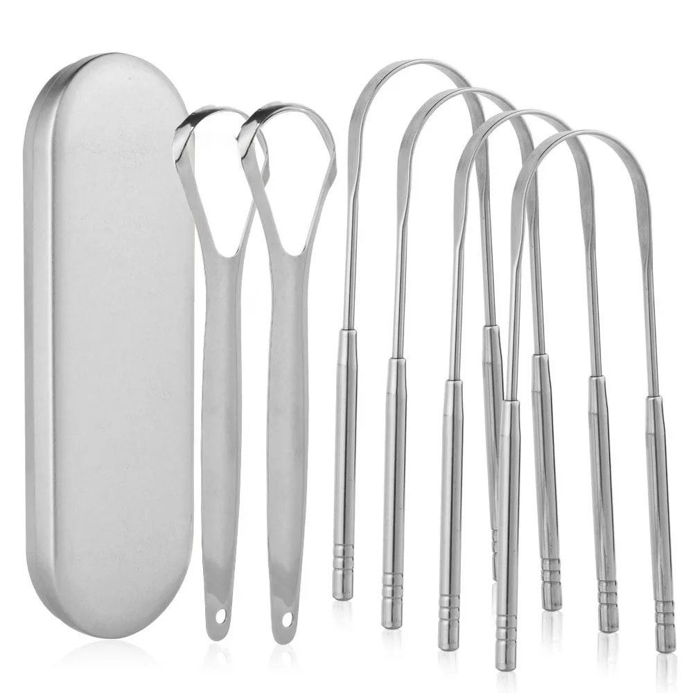 6pcs Tongue Scraper for Adults Reusable And Easy to Clean Tongue Scrubber Stainless Steel Tongue Cleaner for Fresh Breath