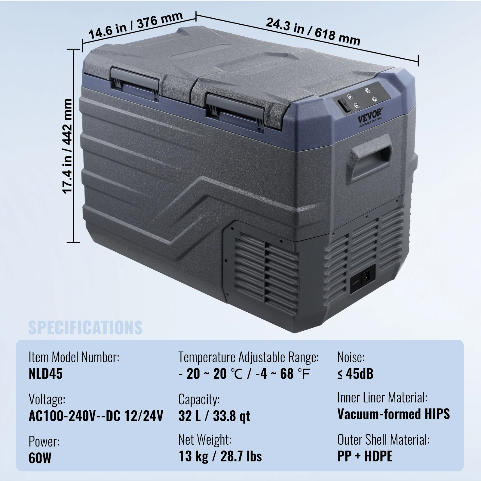 Succebuy autokoelkast Dual Zone draagbare vriezer Autokoelkast Koelkast Verstelbaar bereik 12/24V DC en een compressorvriezer - afbeelding 1