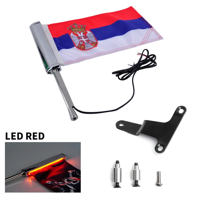 PANICAL-For Honda Gold wing GL1800 Serbia Flag Decoration Kit Motorcycle Rear Luggage Flagpole LED Decoration Kit