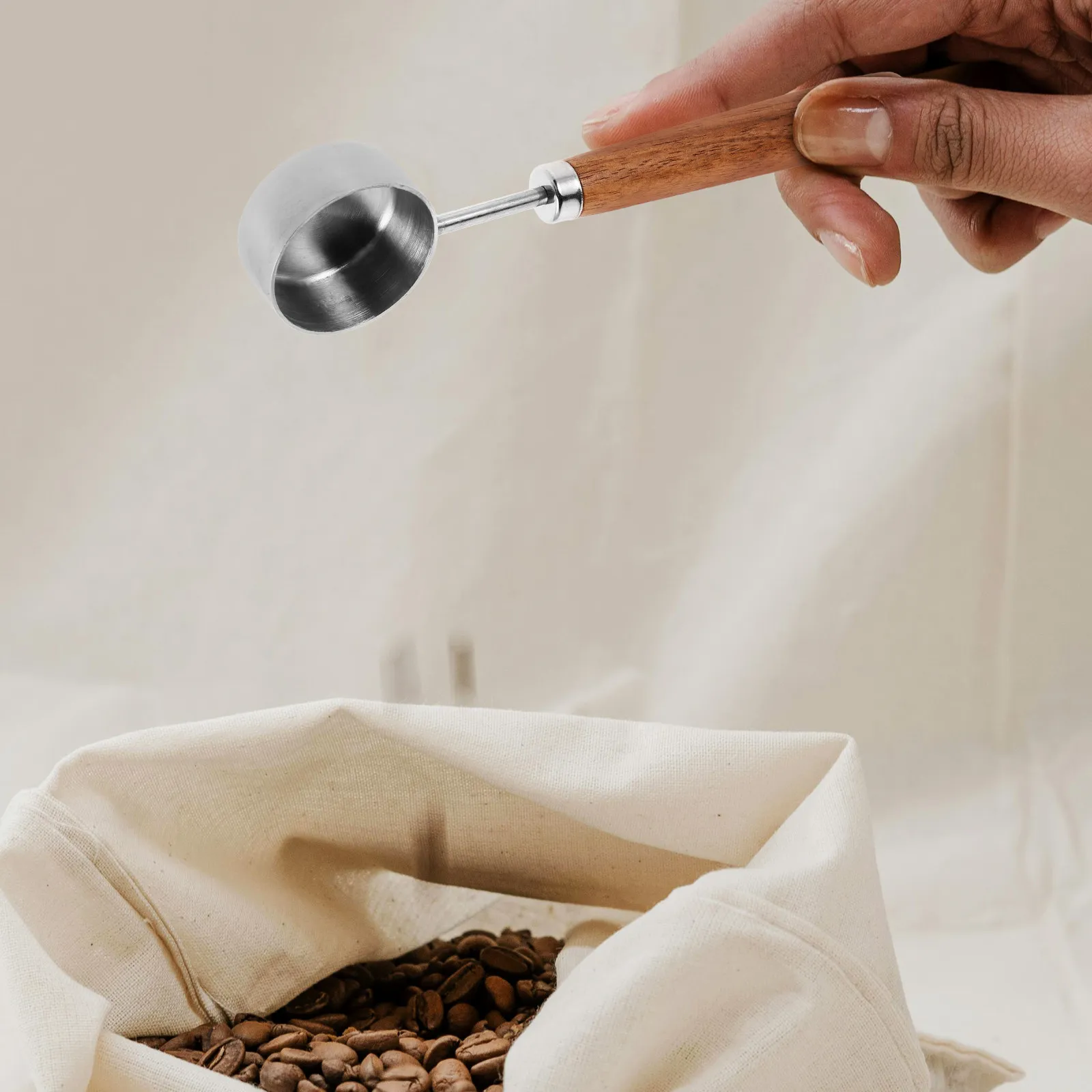 15Ml Stainless Steel Coffee Scoop Walnut Wood Handle Tea Measuring Spoon for Loose Tea Ground Coffee Milk Powder Protein Powder