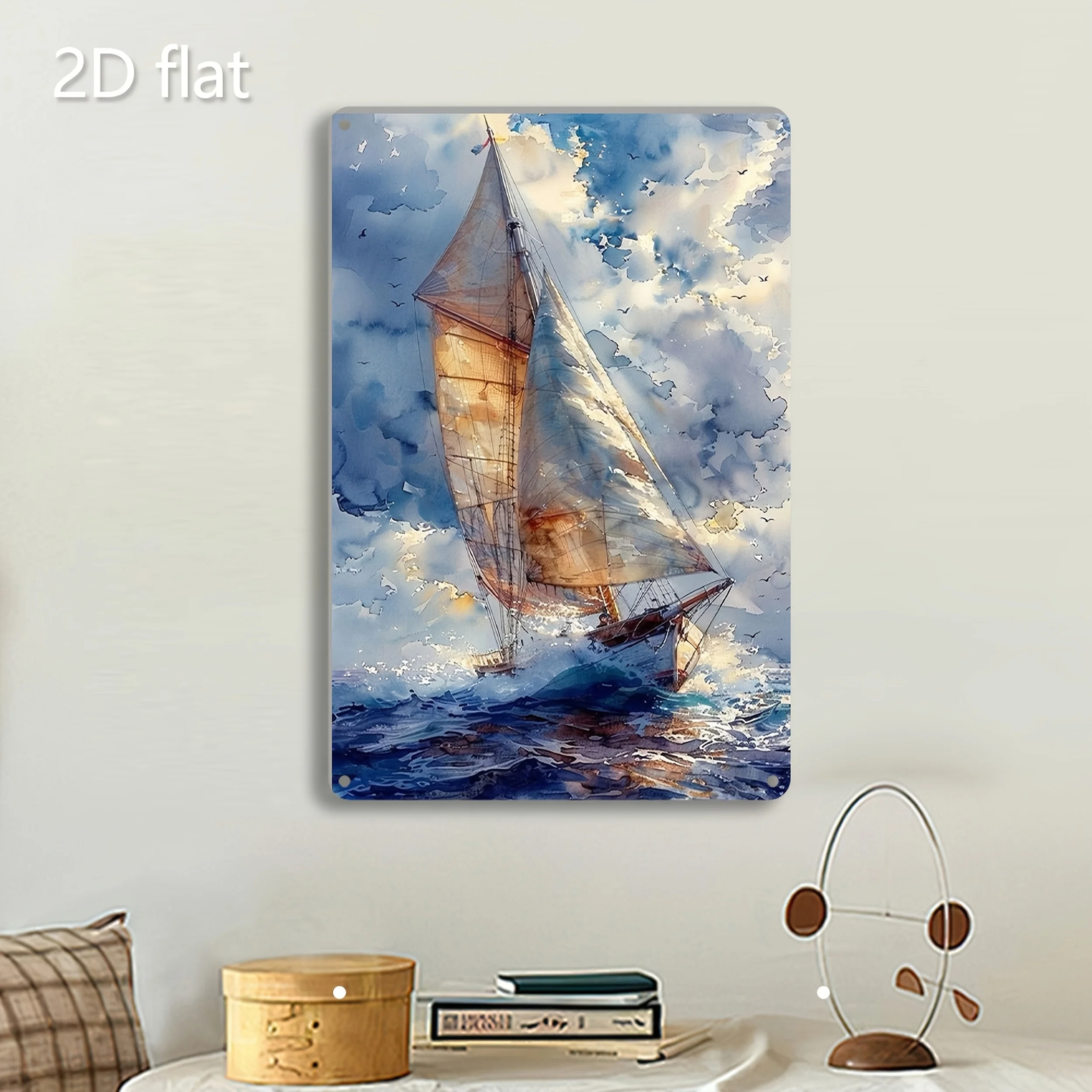 مسطح ثنائي الأبعاد، قطعة واحدة، مسطح ثنائي الأبعاد، صورة صفيح، رحلة المراكب الشراعية، ديكور معلق على الحائط، محفور مسبقًا، فن حديدي مقاوم للطقس،