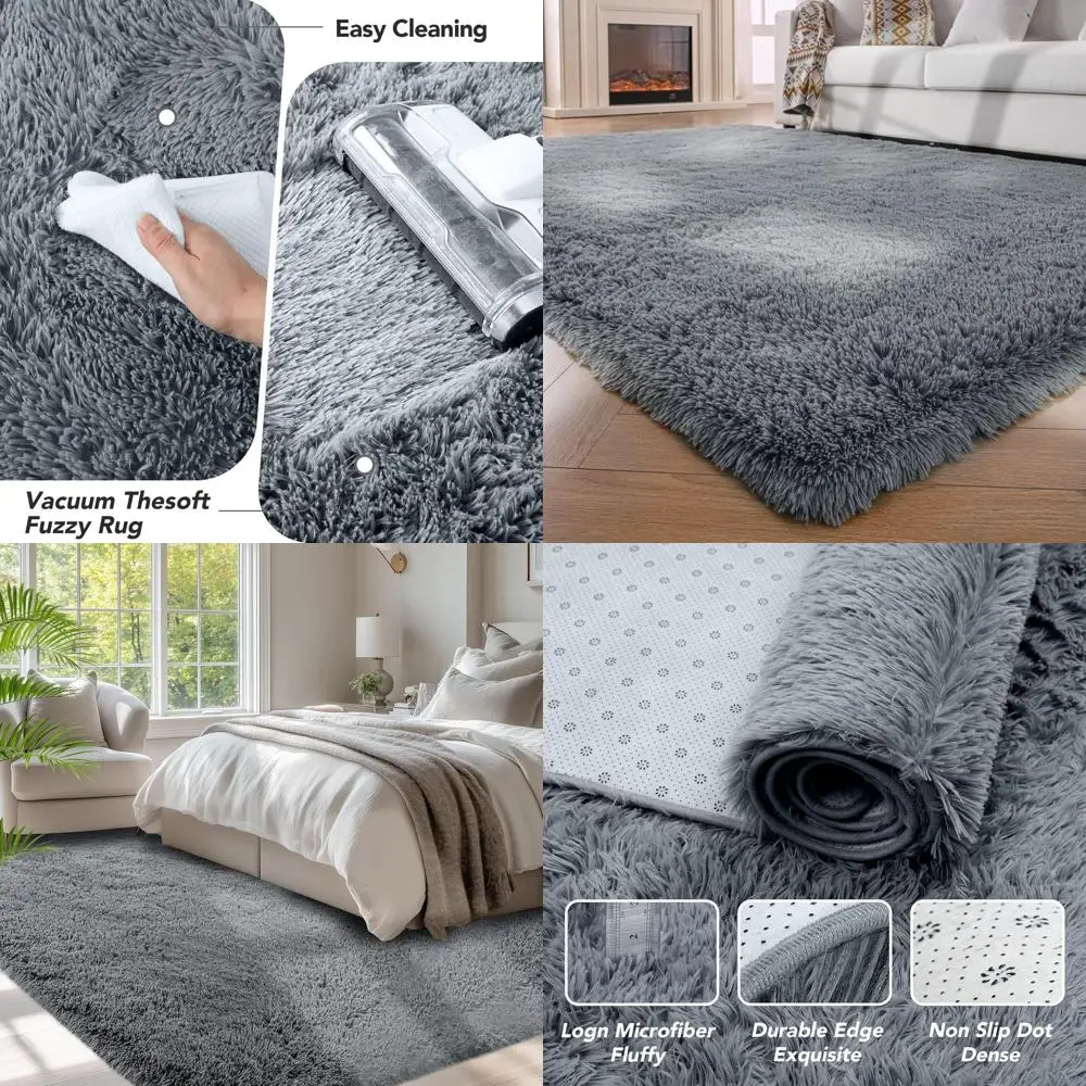 

Большой серый пушистый ковер 8x10 футов для гостиной и спальни
