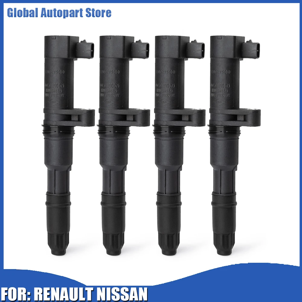 7700875000 8200-568-671 4 Uds bobinas de encendido para RENAULT MEGANE RS III 2,0 DUSTER FLUENCE LOGAN THALIA NISSAN KUBISTAR NP200 1.6L
