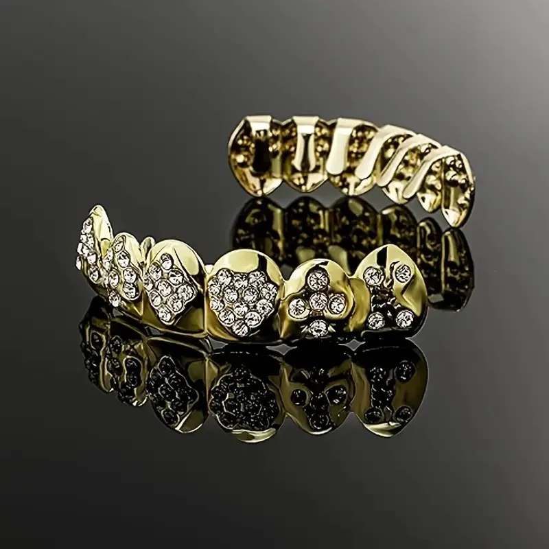 مجموعة واحدة من دعامات البوكر الذهبية - إكسسوارات الهيب هوب على طراز الشارع، ولمسات لامعة، وإكسسوارات حفلات الهالوين