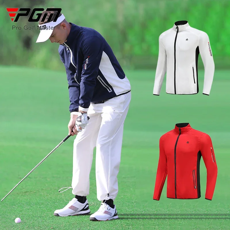 PGM Men Waterproof Golf Jacket Windproof Long Sleeve Coat Autumn Male Full Zipper Windbreaker Spring Casual Quick Dry Sport Coat