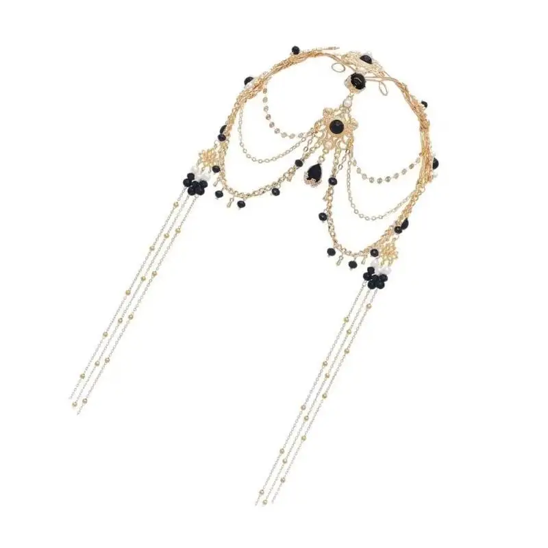 

A52E Elegant Hair Jewelry with Shimmering Pendant Exquisite Fringes Head Accessory for Modern Fashion Enthusiasts