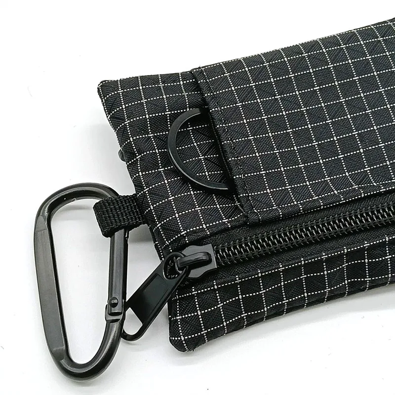 Mini Tactical EDC Pouch Portable Key Wallets Wear Resistant Nylon Key Card Case Travel Zipper Belt Bag Coin Purse With Carabiner