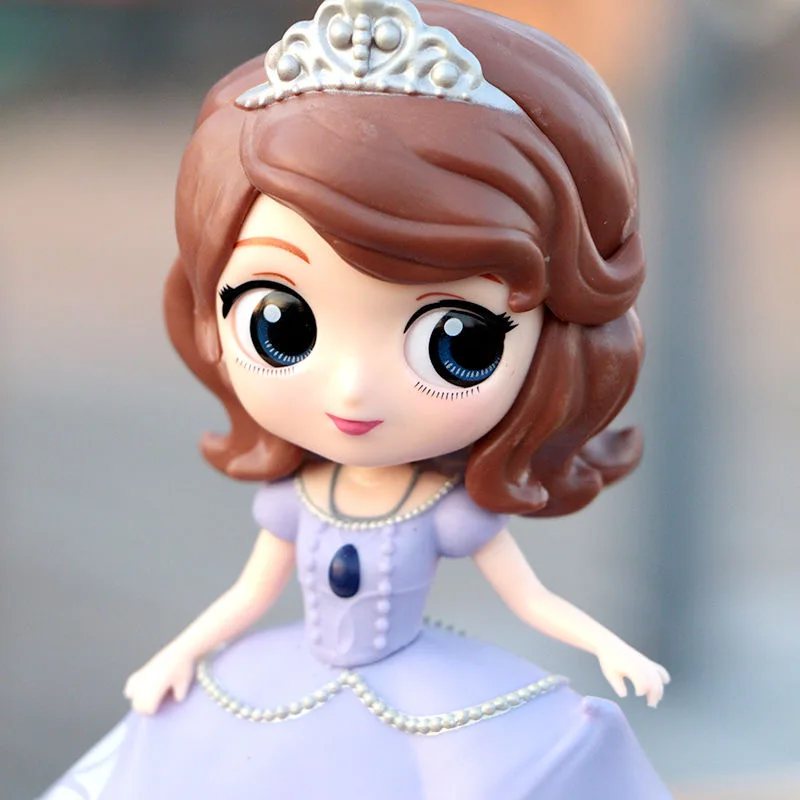 14cm Q Posket Sofia Princess Rapunzel Jasmine Cinderella Ariel Mulan PVC Figure Model Toys Cake Model Dolls Gift