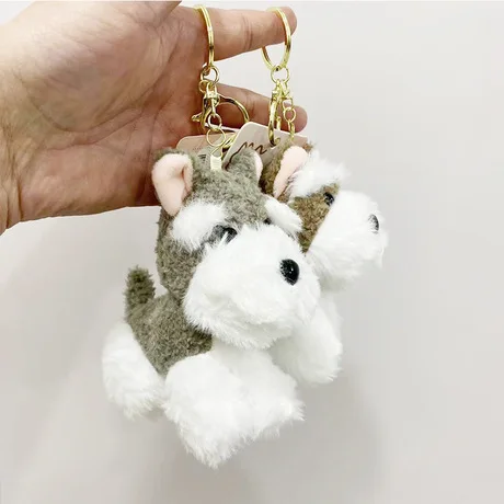 new Cute Plush Schnauzer Dog Keychain Doll Pendant  Hand rope dog  Backpack Hanger  Grab Machine Doll Birthday Gift