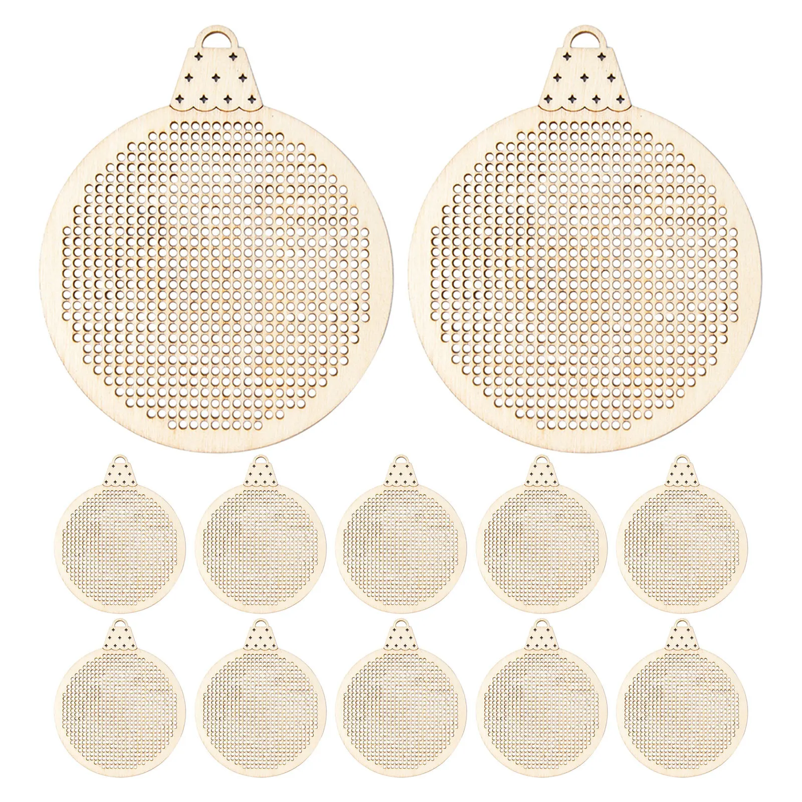 

12Pcs Xmas Wooden Cross Stitch Chips Hollow Embroidery Wood Slices DIY Christmas Hanging Ornaments Wood Craft Supplies