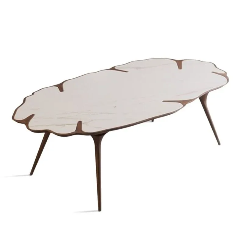 

Portugal modern simple marble walnut special-shaped dining table designer minimalist large apartment high-end dining table