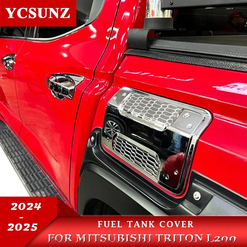 

Chrome Fuel Tank Cap Cover For Mitsubishi Triton L200 MV 2024 2025 2026 Car Styling Accessories Double Cabin