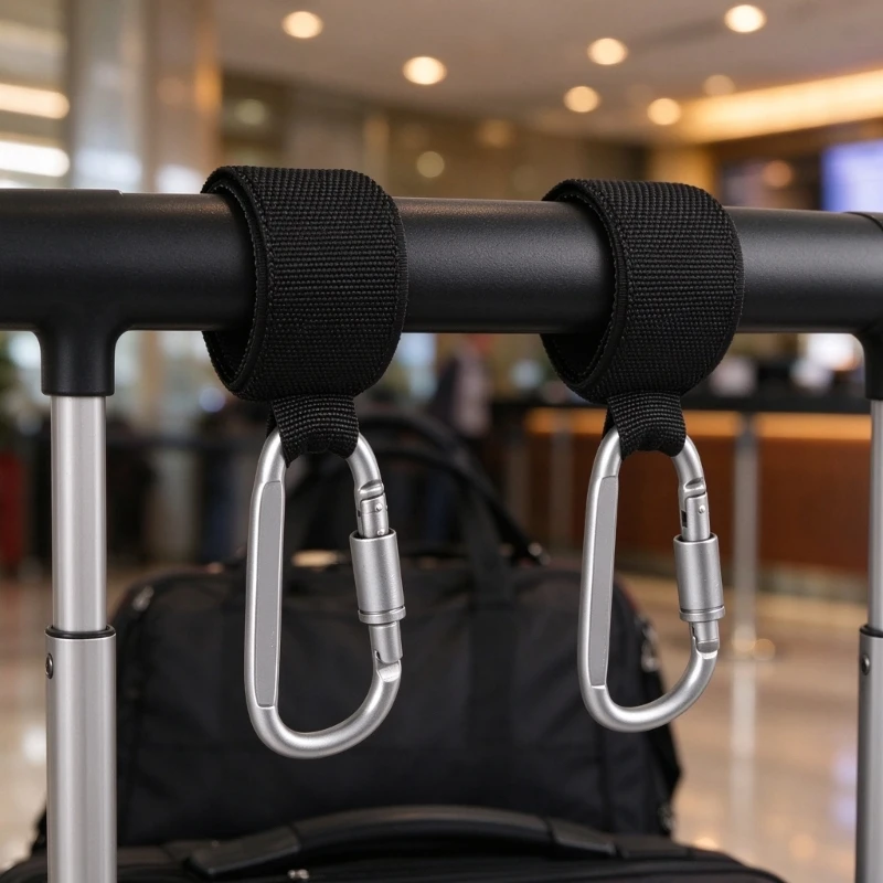 D5BE UTV Roll Bar Hook Straps, UTV Cab Storage Hook, 4 Pack with Repositionable Nylon Wraps and Threaded Gate-Locking Sleeves