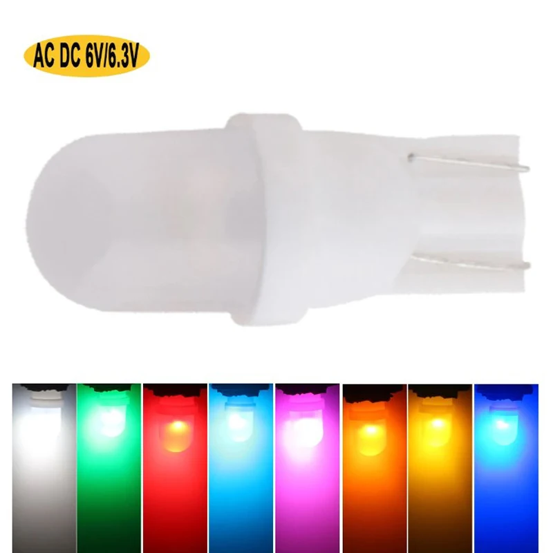 Red Pink AC DC 6V 6.3V Led Bulb Pinball Machine Car Light Frosted Lens T10 W5W 555 Light T10 2835 3SMD 8000k Car Accessories