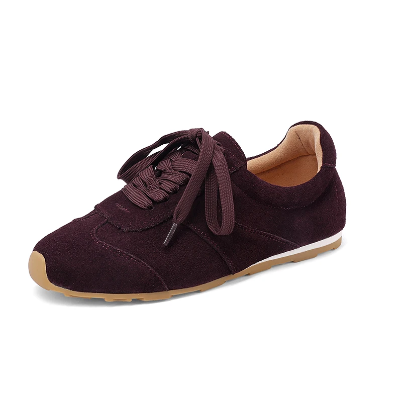 SmallHut New Trend Patchwork Sneakers Nature Cow Suede 2026 Spring Women Lace Up Purple Red Brown Chocolate Mixed Colors Shoes