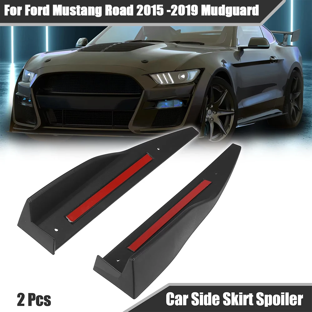 2PCS for Ford Black Modified Edge Beam Side Skirt Small Flying Wing Side Step for Mustang Road 2015 2016 2017 2018 2019 Mudguard