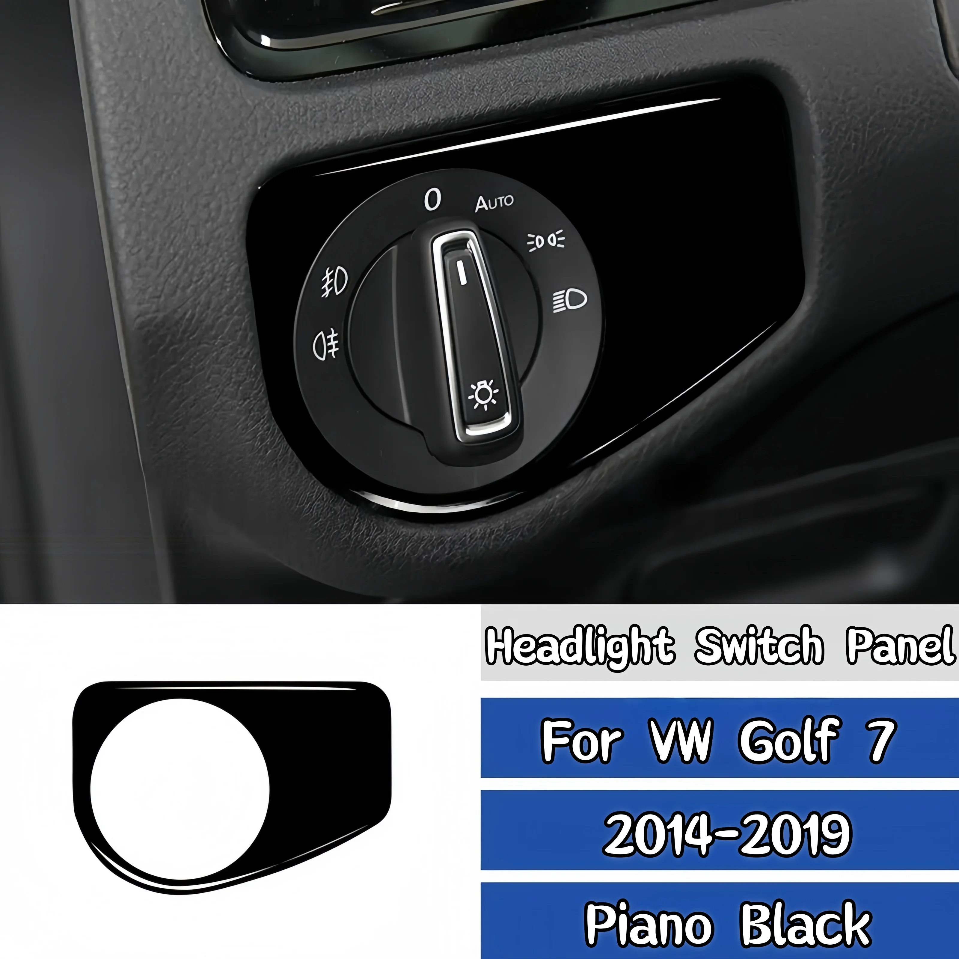 For Volkswagen VW Golf 7 GTI Mk7 2014-2019 Piano Black Auto Headlight Switch Frame Trim Cover Decoration Sticker Car Accessories