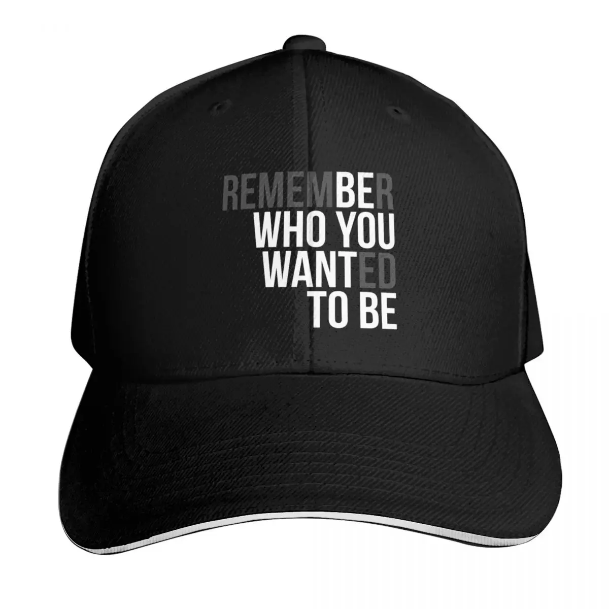 Double meaning inspirational and motivational quotes (03) ; Be who you want to be - Remember who you wanted to be. Baseball Cap