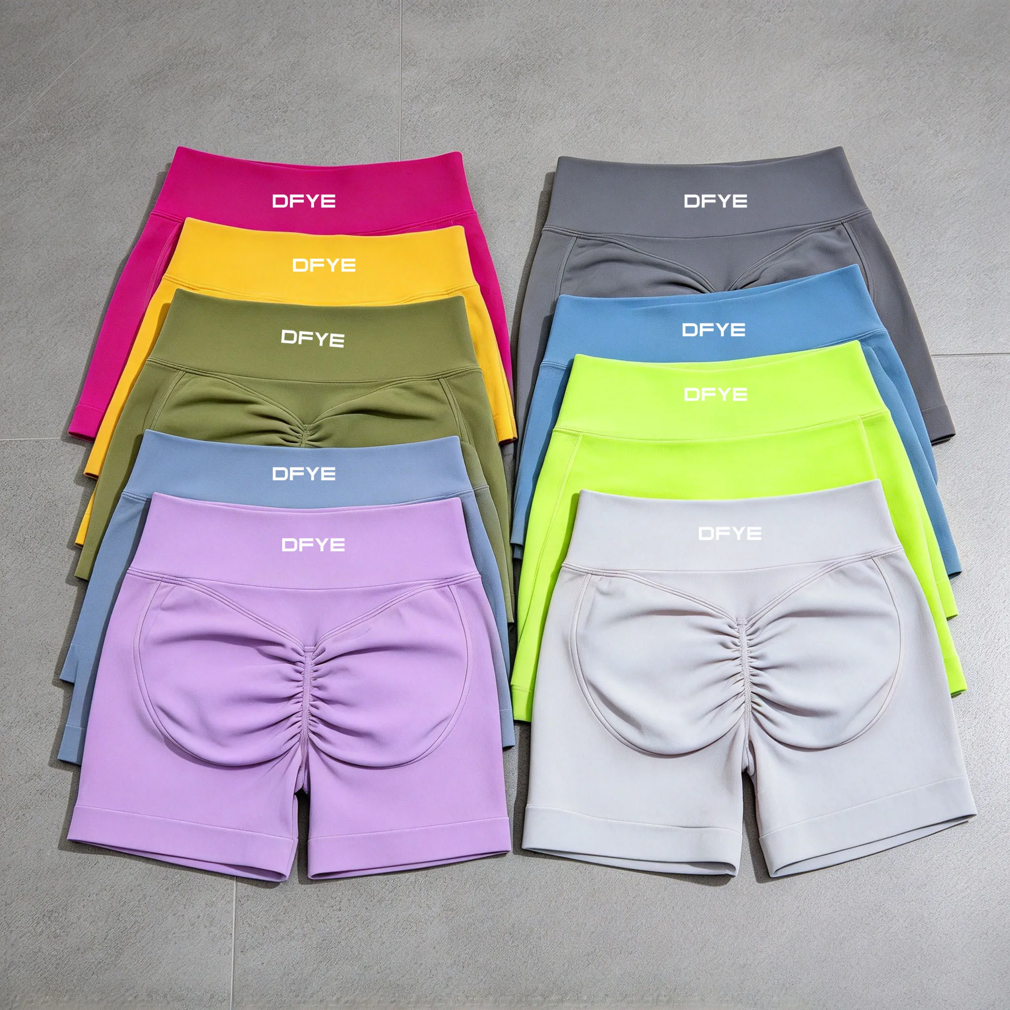 DFYE Women High Waist Yoga Shorts Scrunch Butt Lift Workout Shorts Squat Proof Fitness Gym Running Sports Push Up Athletic Leggi
