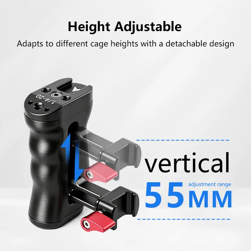 DSLR-Kamera-Cage-Rig mit NATO-Schienen-Seitengriff, rutschfester Gimbal-Hebegriff, Cold Shoe Mount, 1/4" 3/8" Gewinde, Ronin-Stabilisator – Detail 10