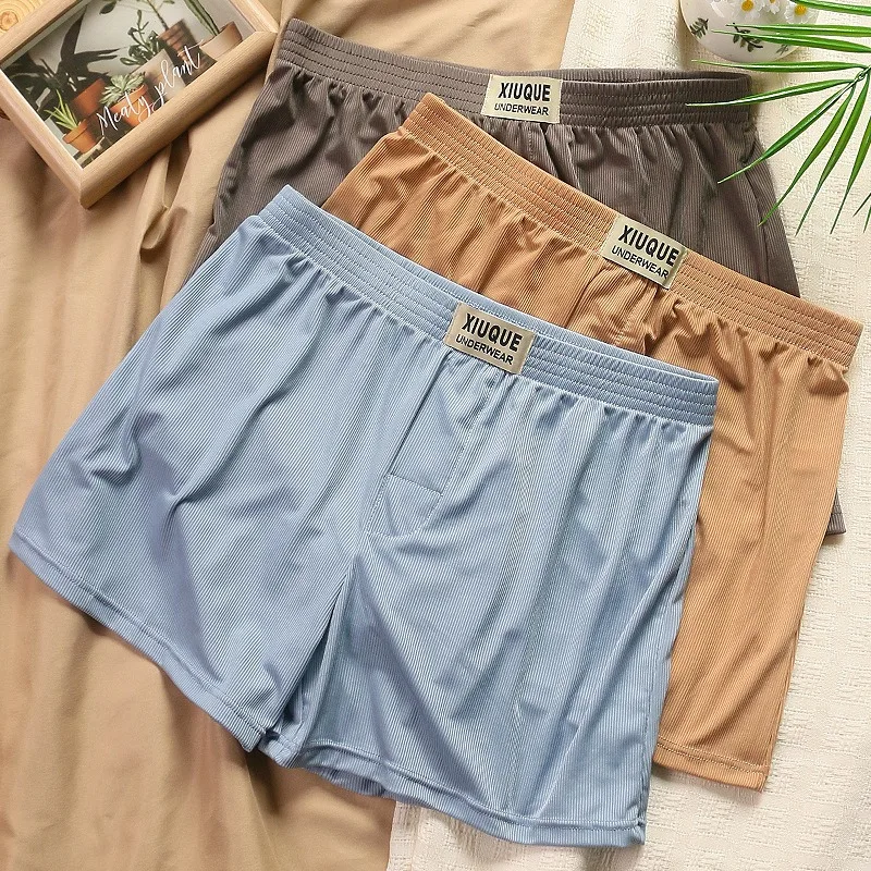 

Ice Silk Seamless Men Underwear Sexy Plus Size Panties Breathable Flat Boxer Naked Feeling Aro Pant Qucik-Dry Boxershorts Herren