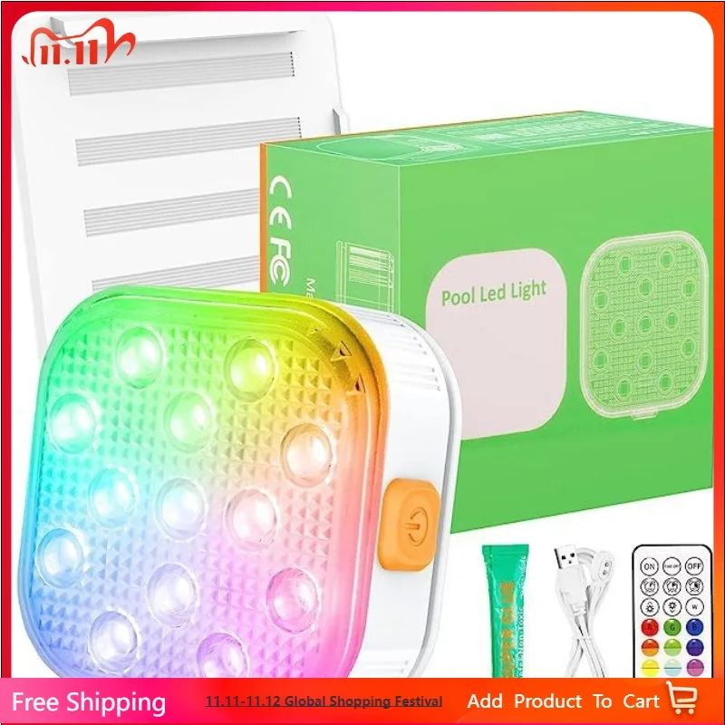 

Underwater Lights LED Submersible Pool Lights Rechargeable 200FT Remote Control Swimming Pool Light with Timer Color changing