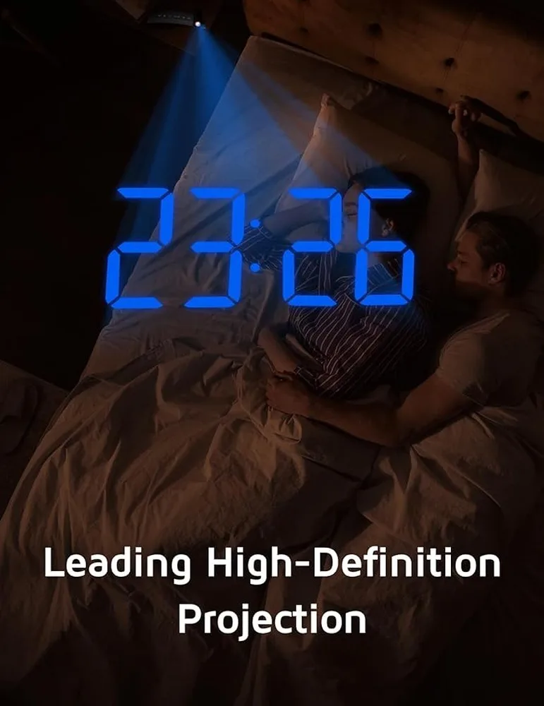 Projection Alarm Clock Built-In Projector Clear Number Display Large LED Screen 3 Adjustable