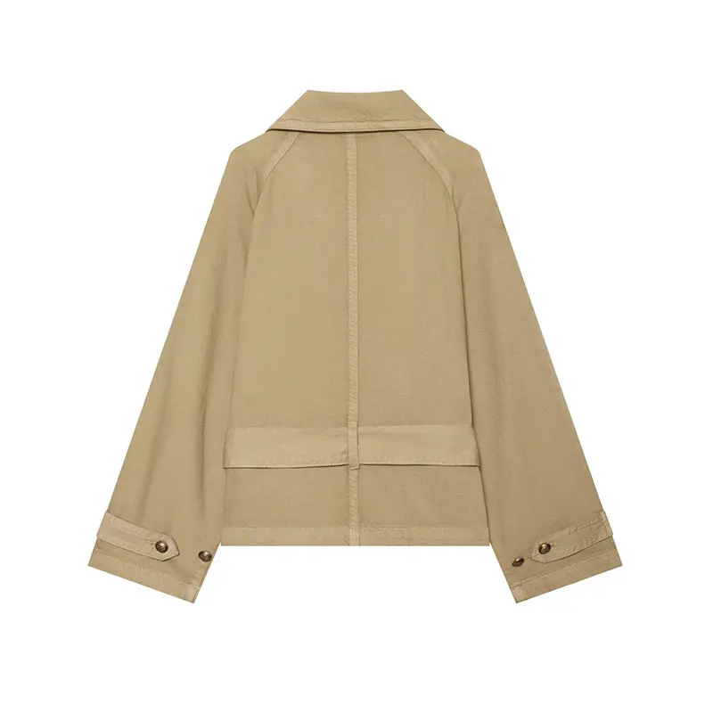 Nlzgmsj 2026 Autumn Women Lapel Collar Double Breasted Belted Waist Epaulet Design Loose Fit Long Sleeve Casual Windbreaker Jack