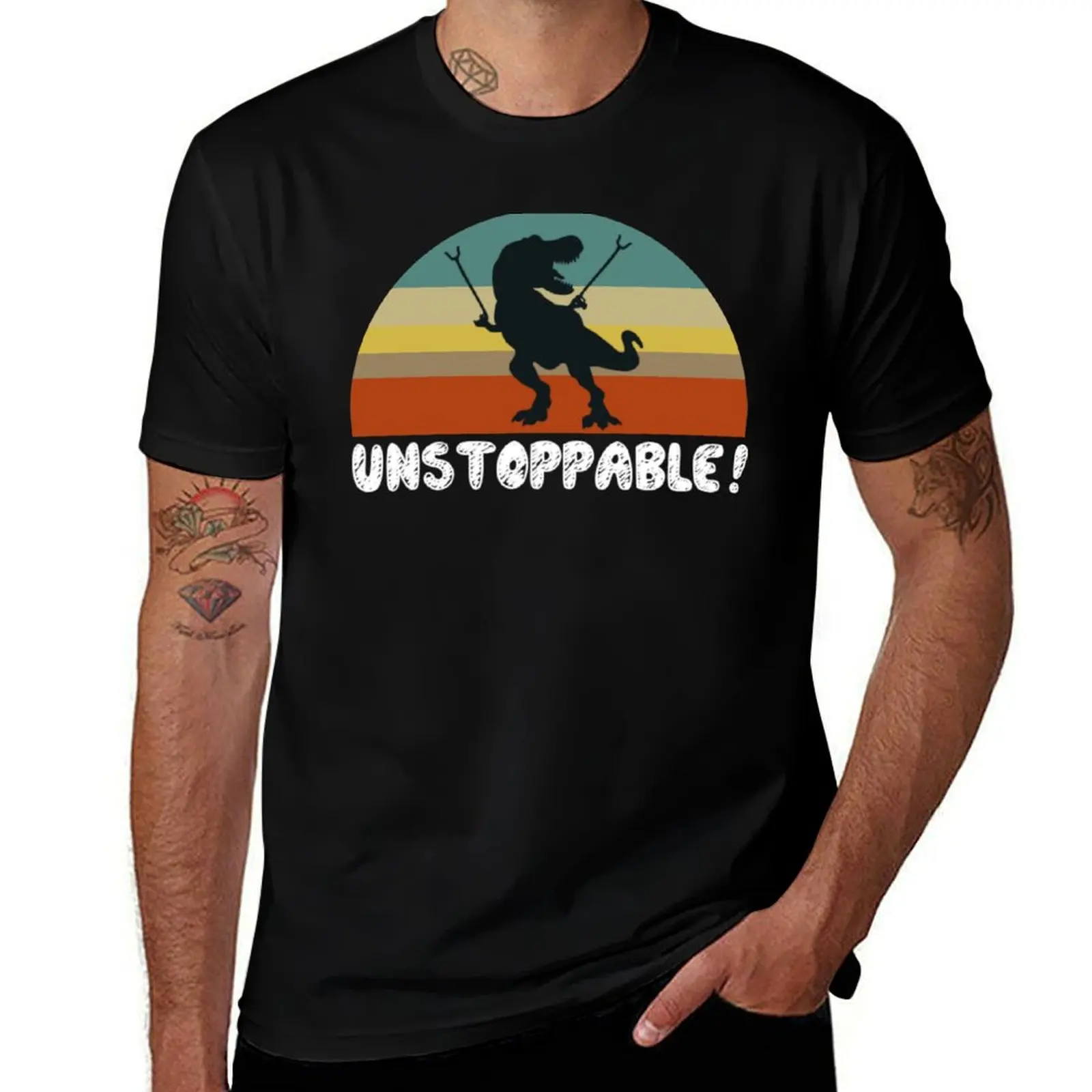 Unstoppable T Rex With Trash Grabber Pickup Tool Funny T-Shirt korean fashion custom t shirt mens clothes