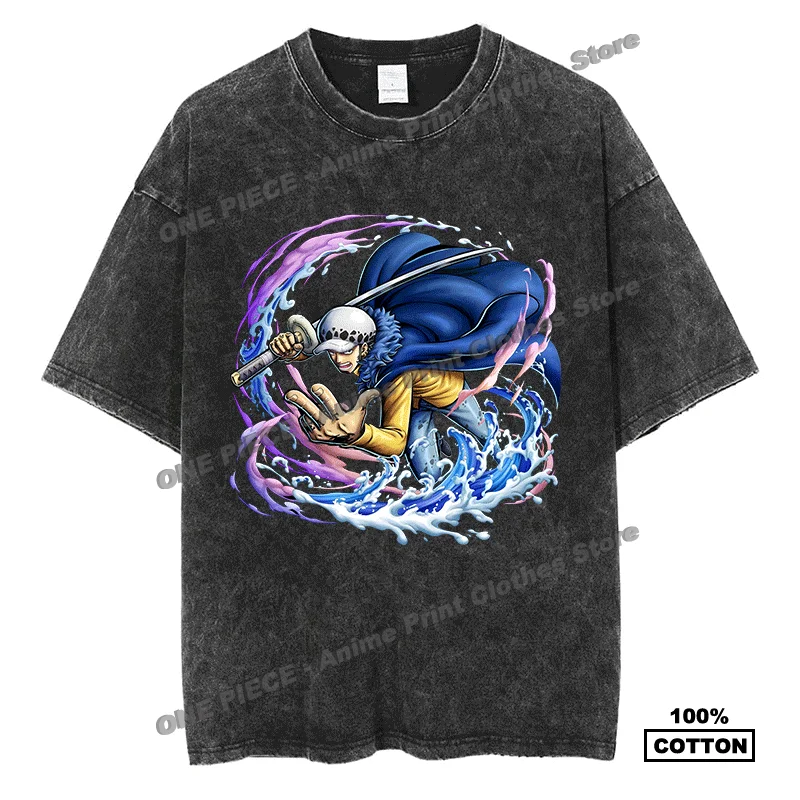

Anime ONE PIECE - Law Print T Shirt y2k Harajuku Hip Hop Street Men Women Short Sleeve Quality Cotton Vintage Oversized Tees