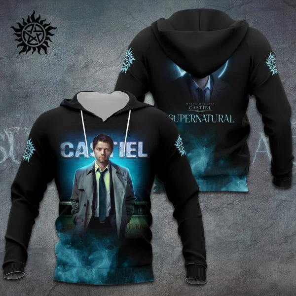 

Мужской и женский спортивный костюм с длинными рукавами, пуловер, пальто Harajuku, одежда большого размера Y2k, сериал «Сверхъестественное», толстовки с 3D принтом