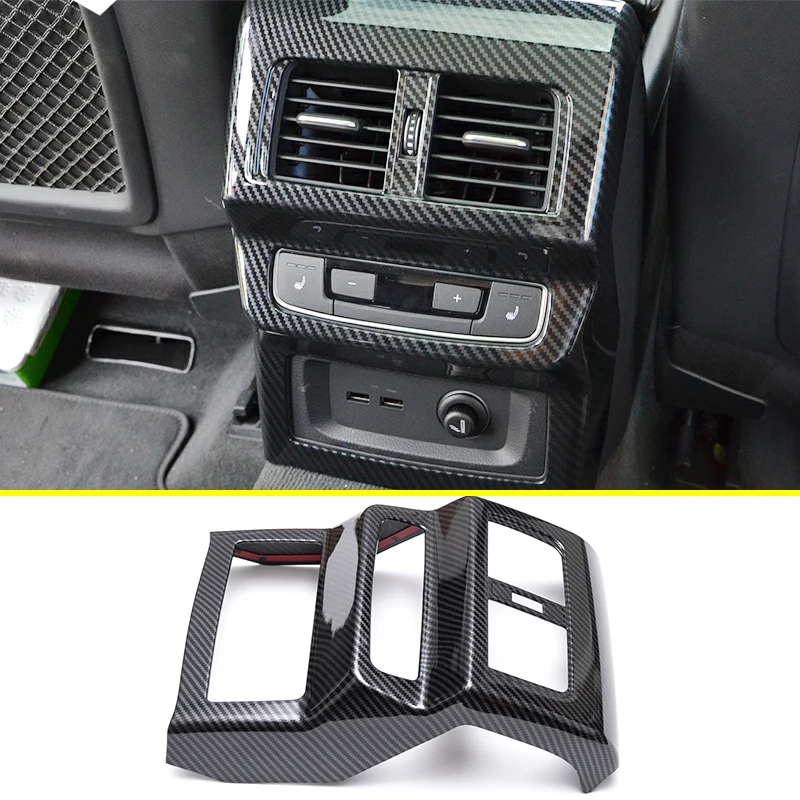 Interior Rear Seat Air Vent Protective Cover Kick Guard For Audi Q5 SQ5 FY 2017-2024 Carbon Fiber