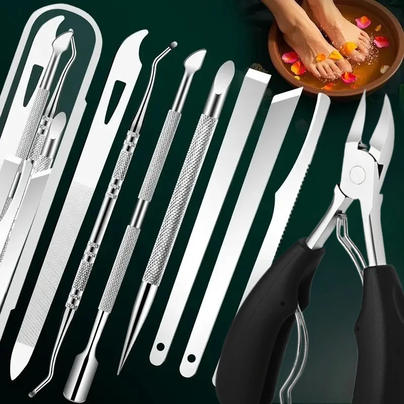 

8pcs Professional Nail Care Set - Stainless Steel Cuticle Kit, Manicure Tools, No Power Foot Care Kit with Portable Storage Box