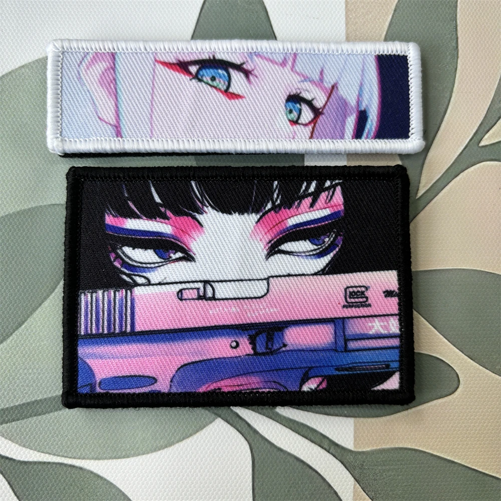 Parche táctico velcro ojos anime – Insignia moral tirador japonés - imagen 5