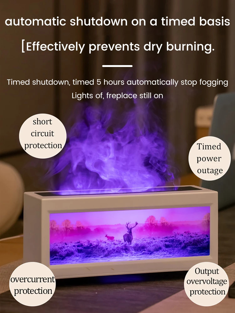 Fireplace Oil Diffuser 220ml Flame Aromatherapy Diffuser With Remote Control 7 Colors Lighting Air Aromatherap Fire Place