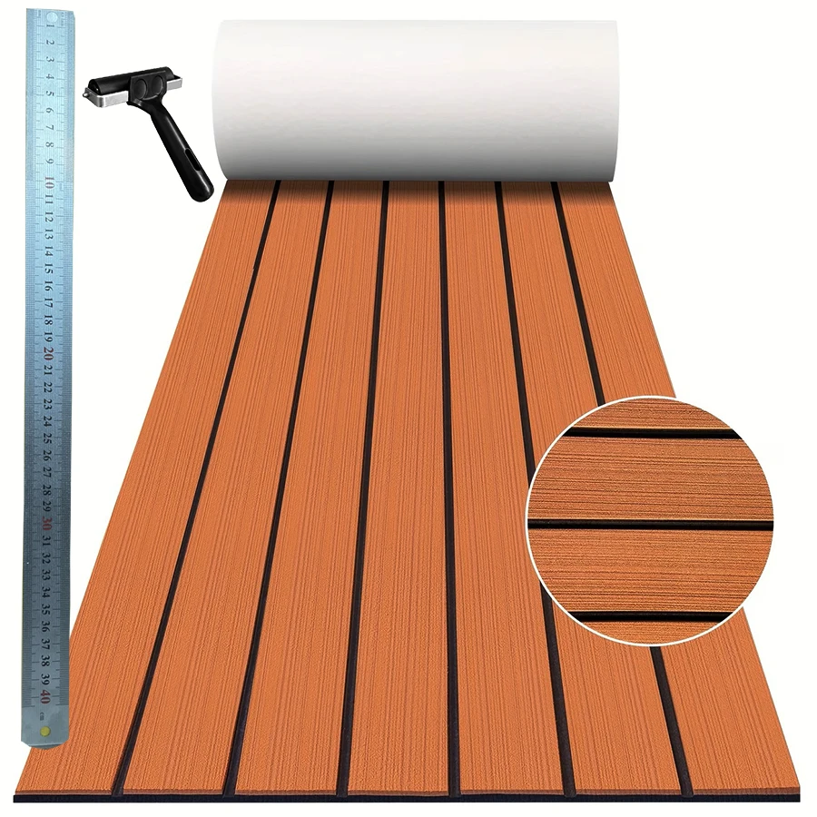 

Напольное покрытие для лодок из ЭВА-пены 2400*450 мм, нескользящее, морское, самоклеящееся, с роликом-линейкой, для каяков, яхт, моторных лодок, черное