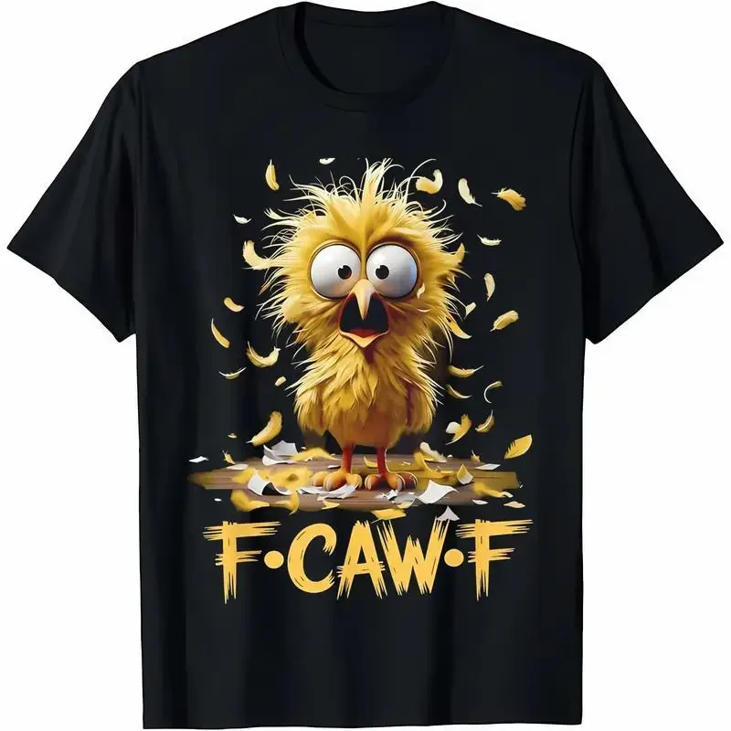 

Funny F Caw F Surprised Hatching Chick Graphic Tee Short Sleeve Cotton T-Shirt Casual for Men Women