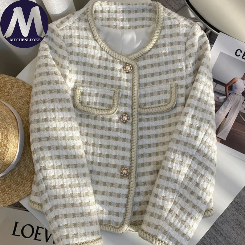 

Woman Jackets Spring Autumn New Elegant Versatile Long Sleeves O Neck Short Jackets Korean Fashion Casual Loose Women's Coats