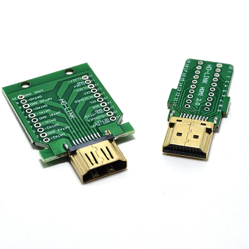 1PCS Connector 19+1 Gold-plated Repair Plug DIY Standard HDMI Welded Male Plug Female jack 19Pin Cable